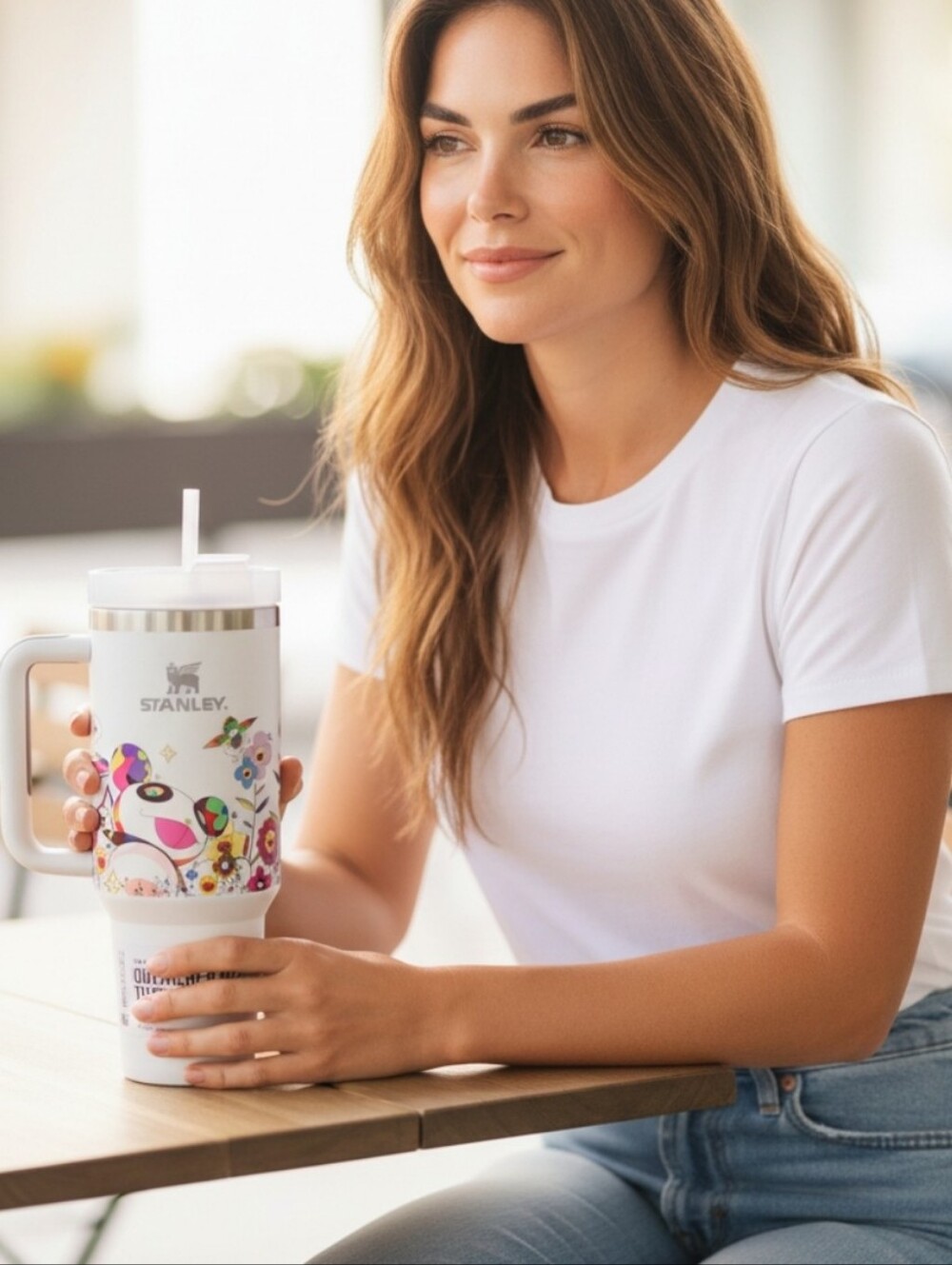 Stanley Quencher H2.0 Tumbler - White Floral Pop Art - Picture 3 of 3